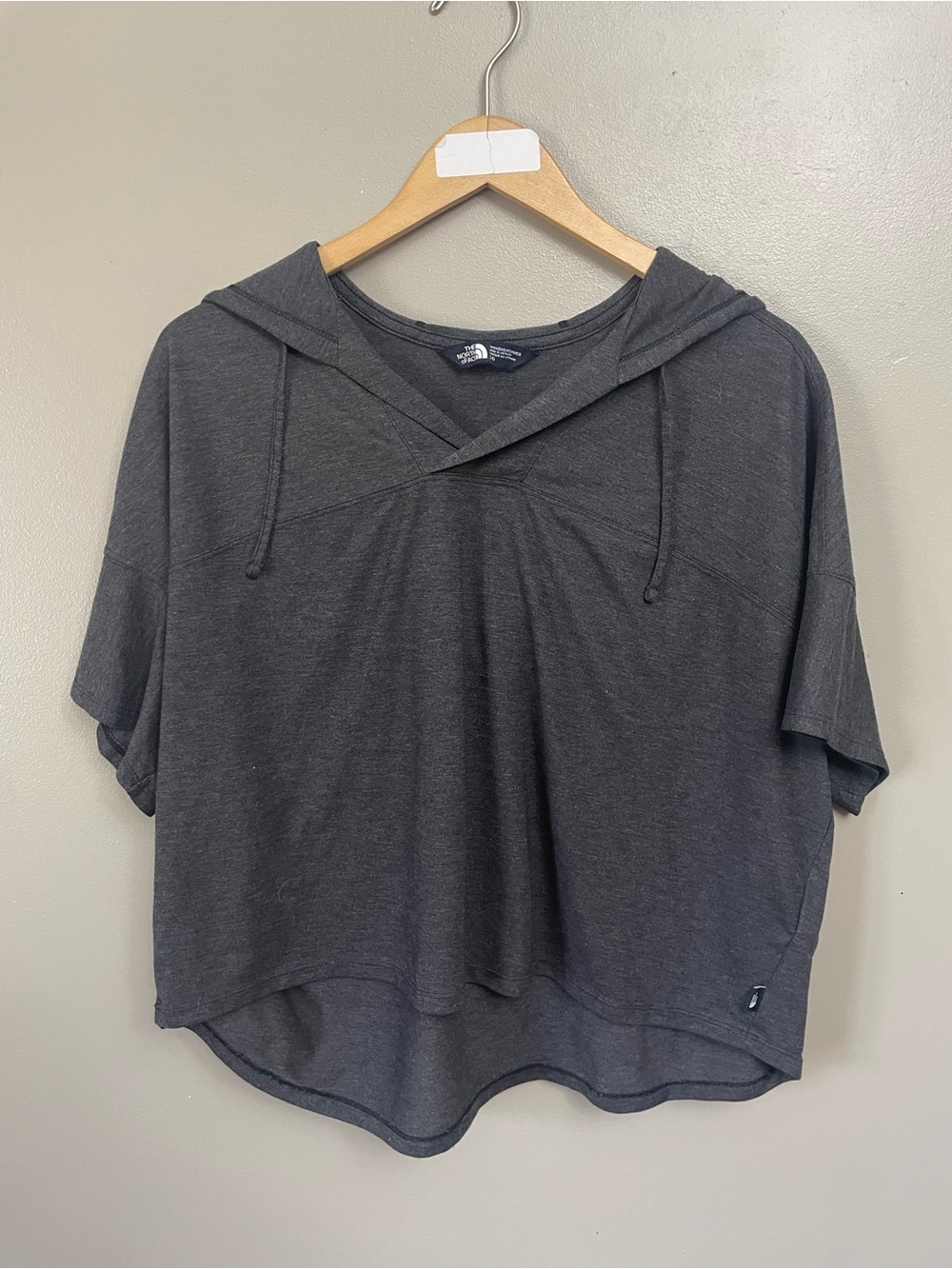 The North Face  Large dark Gray  hooded short sleeve top